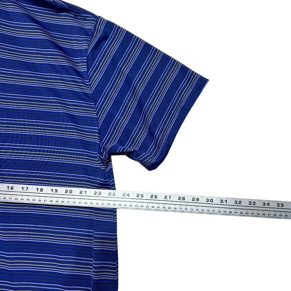 Chicago Cubs Polo Shirt Mens XL Blue Striped Performance MLB Short Sleeve - Picture 5 of 8